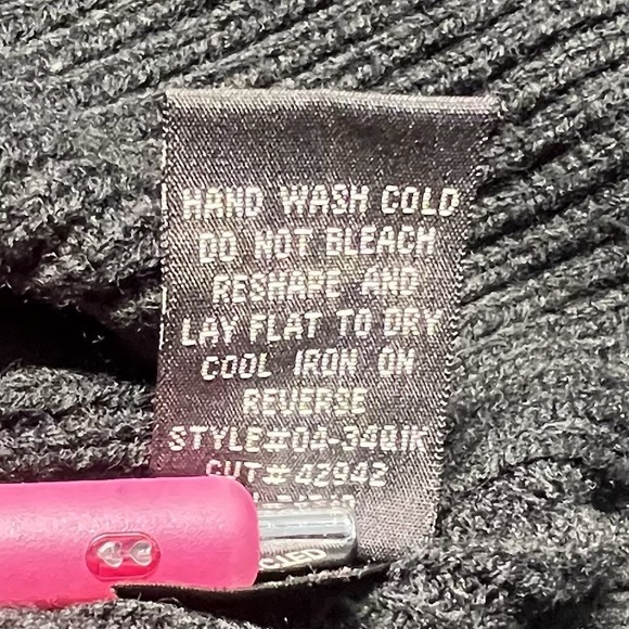 AB Studio Womens S Black Button Front Knit Cardigan Sweater Cropped 3/4 Sleeve - Picture 5 of 5